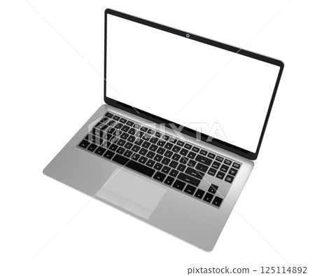 Modern laptop with empty screen on white background - 3D illustration Modern laptop with empty screen on white background - 3D illustration 125114892