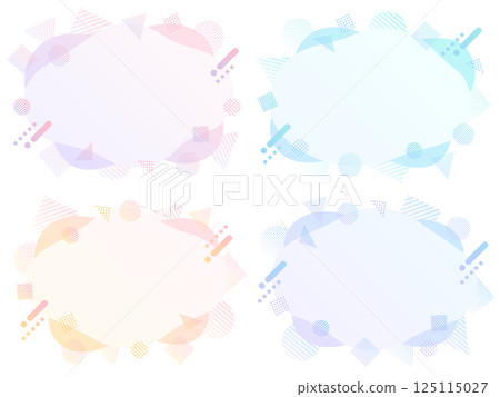 一組不規則的框架，裝飾有彩色漸層點和條紋圖案形狀 125115027