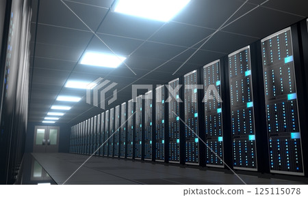 3D server room/ data center - storage, hosting concept 3D server room/ data center - storage, hosting concept 125115078