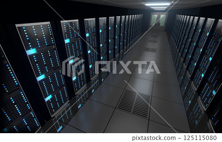 3D server room/ data center - storage, hosting concept 125115080
