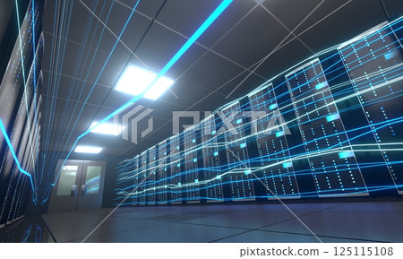 3D server room/ data center - storage, hosting, fast Internet concept 125115108