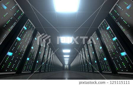 3D server room/ data center - storage, hosting concept 125115111