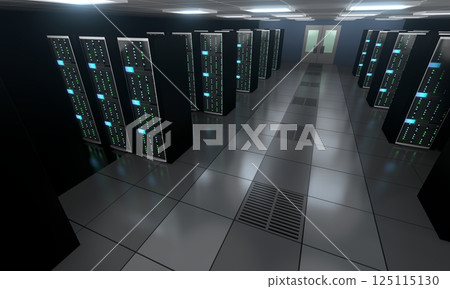 3D server room/ data center - storage, hosting concept 125115130