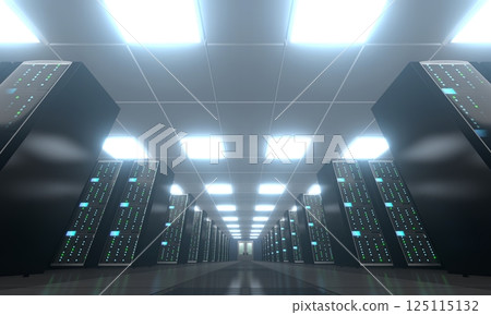 3D server room/ data center - storage, hosting concept 125115132