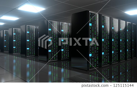 3D server room/ data center - storage, hosting concept 125115144