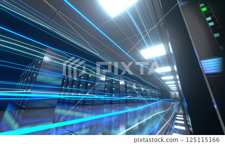 3D server room/ data center - storage, hosting, fast Internet concept 125115166