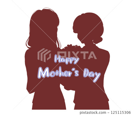 一位女士送她母親花束人物剪影 一位女士送她母親花束人物剪影 125115306