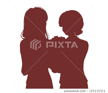 A woman giving a bouquet to an elderly woman - Shadow art A woman giving a bouquet to an elderly woman - Shadow art 125115311
