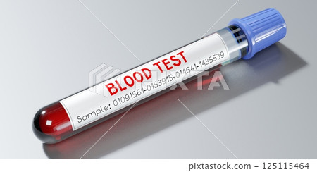Blood test, test tube - 3D illustration 125115464