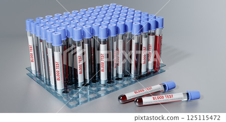 Blood test, test tubes - 3D illustration 125115472