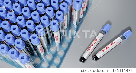 Blood test, test tubes - 3D illustration 125115475