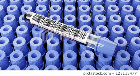 Blood test, test tubes - 3D illustration 125115477