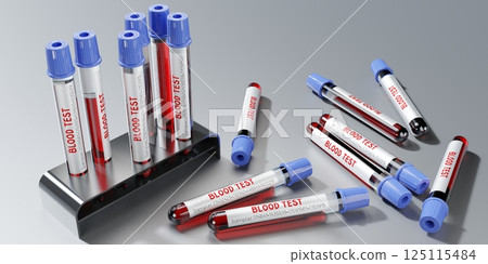 Blood test, test tubes - 3D illustration 125115484