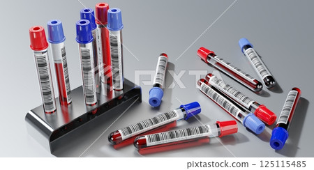 Blood test, test tubes - 3D illustration 125115485