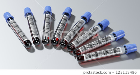 Blood test, test tubes - 3D illustration Blood test, test tubes - 3D illustration 125115486