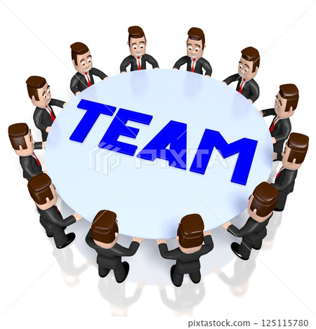 Cartoon businessmen, team concept - 3D illustration Cartoon businessmen, team concept - 3D illustration 125115780