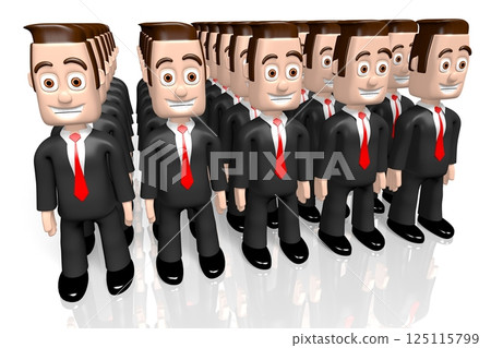 Cartoon character businessmen on white background - 3D illustration 125115799