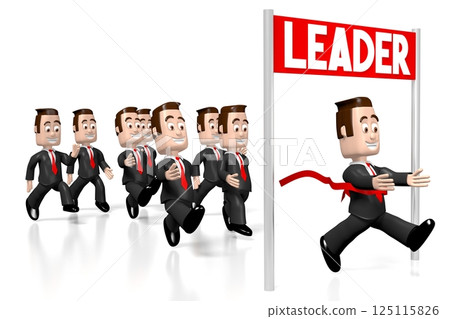 Running cartoon businessmen - leader concept - 3D illustration 125115826