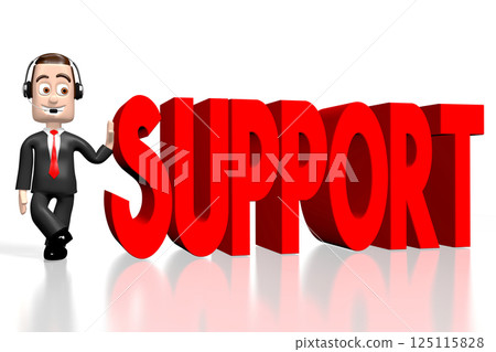 Cartoon businessman and support word - 3D illustration 125115828