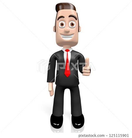 Cartoon businessman showing thumbs up gesture - 3D illustration 125115901