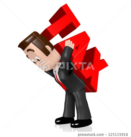 Cartoon businessman carrying tax word - 3D illustration Cartoon businessman carrying tax word - 3D illustration 125115918