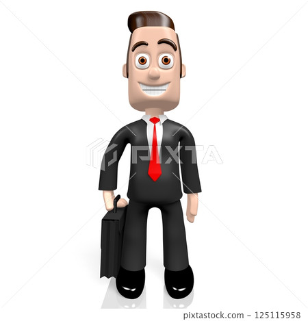 Cartooon businessman on white background - 3D illustration 125115958