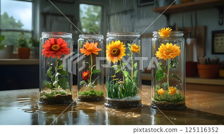 Flower Life in a Glass Dome Rain 125116352
