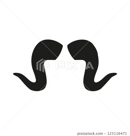 Vector hand drawn goat horns silhouette Vector hand drawn goat horns silhouette 125116471