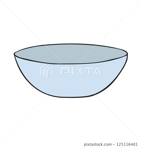 Vector hand drawn sketch doodle colored bowl plate 125116481