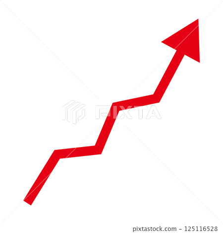 Simple red zigzag arrow on white background 125116528
