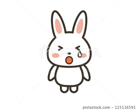 一隻可愛的兔子哭泣的插圖 一隻可愛的兔子哭泣的插圖 125116591