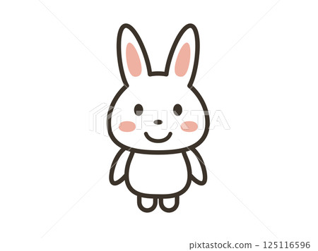 Illustration of a cute rabbit smiling and facing forward 125116596