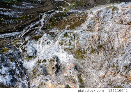 Aerial view of the Muckish mountain and the trail called miners path in county Donegal. Ireland 125116641