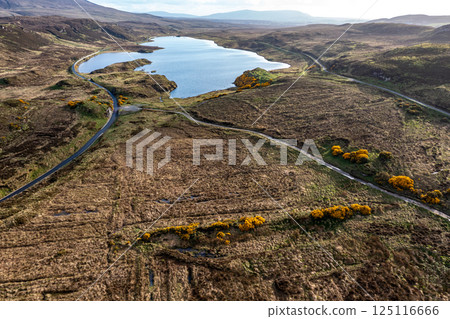 Aerial view of the Muckish railway walk in County Donegal, Ireland 125116666
