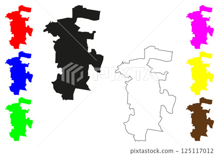 Darbhanga city (Republic of India, State of Bihar) map vector illustration, scribble sketch Dorbhanga map 125117012