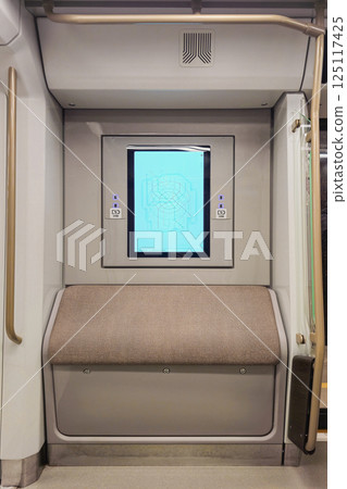 Shiny monitor with a metro map on Moscow metro trains. 125117425