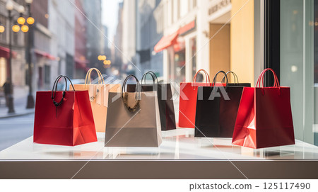 Luxury Shopping Bags in a Modern Store Setting 125117490