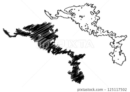 Lake Lough Corrib (Republic of Ireland) map vector illustration, scribble sketch Loch Coirib map 125117502