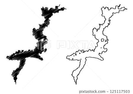 Lake Lough Derg (Republic of Ireland) map vector illustration, scribble sketch Lough Dergart or Loch Deirgeirt map 125117503