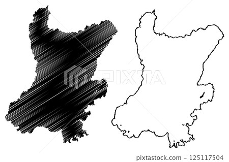 Lake Lough Neagh (United Kingdom of Great Britain and Northern Ireland) map vector illustration, scribble sketch Loch nEathach map 125117504