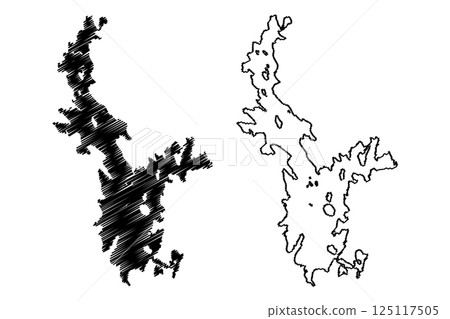 Lake Lough Ree (Republic of Ireland) map vector illustration, scribble sketch Loch Ri or Ri map 125117505