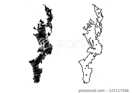 Lake Lovozero (Russia, Russian Federation, Murmansk Oblast) map vector illustration, scribble sketch Luujarvi map 125117506