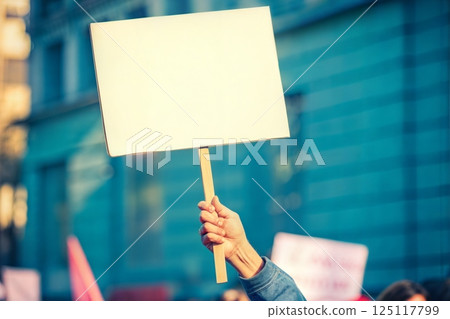 Blank Sign at Protest 125117799