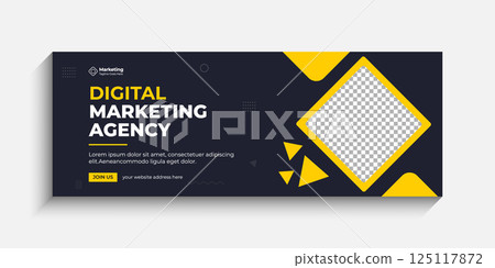 Digital marketing agency social cover banner, timeline cover, social media post and web banner ad template. 125117872