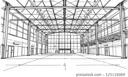 從下方看到的體育館線條圖 125118069