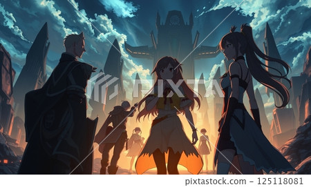 人群背光,身後是一座未來城市 人群背光,身後是一座未來城市 125118081