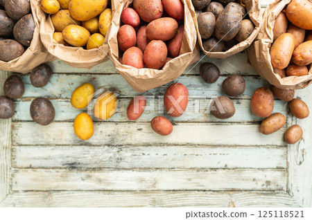 Various varieties of new potatoes 125118521