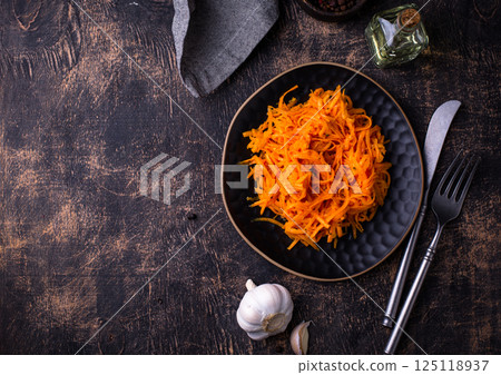 Spicy korean carrot salad in jar Spicy korean carrot salad in jar 125118937