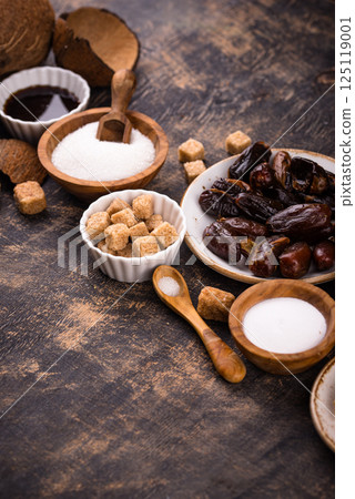 Various sugar replacement, healthy sweetener concept Various sugar replacement, healthy sweetener concept 125119001