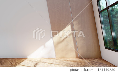 empty interior room shadow wall space background mock up architecture sunlight. empty home modern window light floor design apartment white house indoor. blank minimal concept backdrop bright clean. 125119280